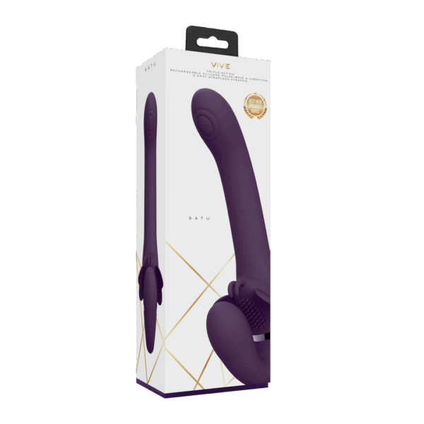 Satu - Pulse-Wave en Vibrerende Strapless Strapon - Paars