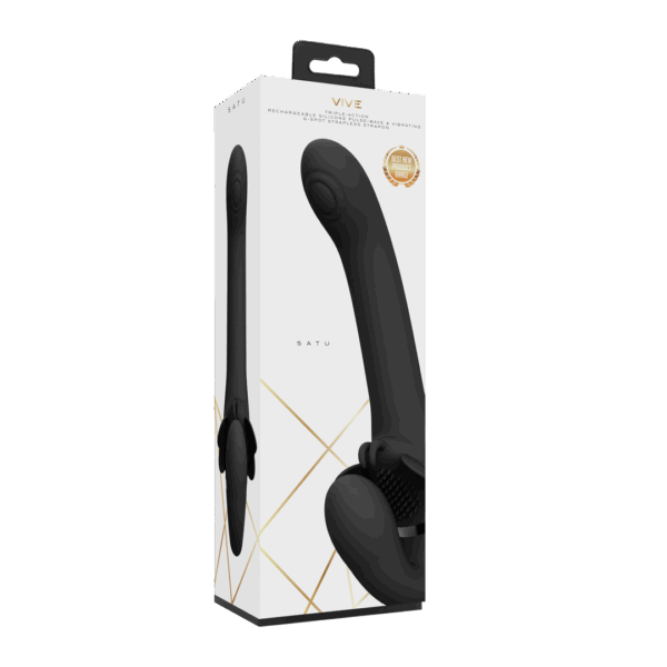 Satu - Pulse-Wave en Vibrerende Strapless Strapon - Zwart