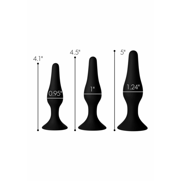 Triple Spire - Tapered Silicone Anal Trainer Set - 3 Pieces - Black