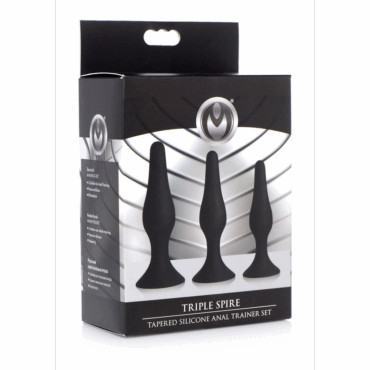 Triple Spire - Tapered Silicone Anale Trainer Set - 3 Stuks - Zwart