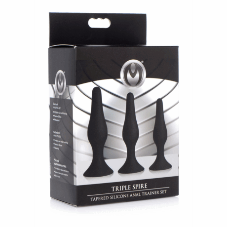 Triple Spire - Tapered Silicone Anale Trainer Set - 3 Stuks - Zwart