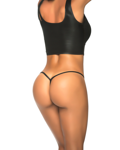Mapal?? Tanga Van Synthetisch Leer Glanzend Zwart M/L
