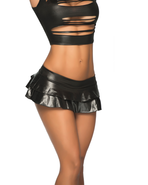 MapalÃ© Minirok Met Dubbele Laag Glanzend Zwart M/L