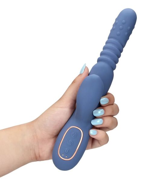 Loveline Roterende&Stotende Rabbit Vibrator Blue Nova 24 cm