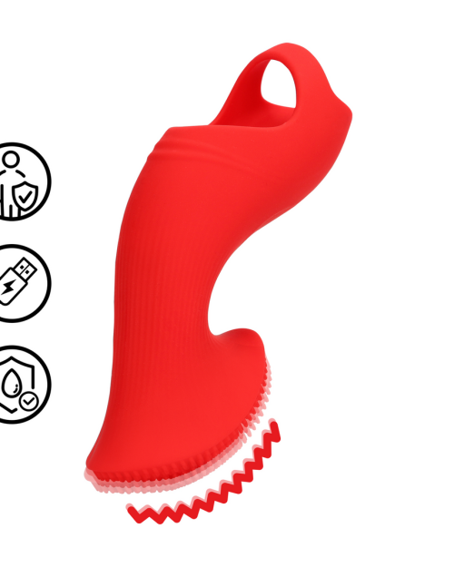 Loveline Textured Finger Vibrator Sunrise Red 11 cm