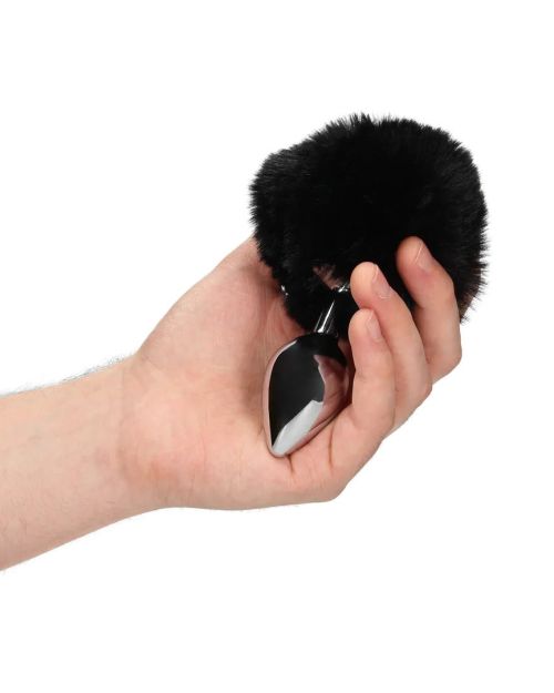 Ouch! Metalen Buttplug Met Staart Zwart