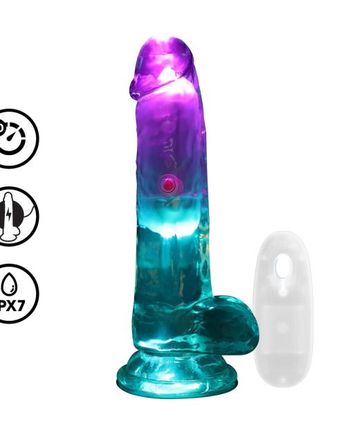 Realrock Led Glow Vibrerende Dildo Met Ballen 15 cm