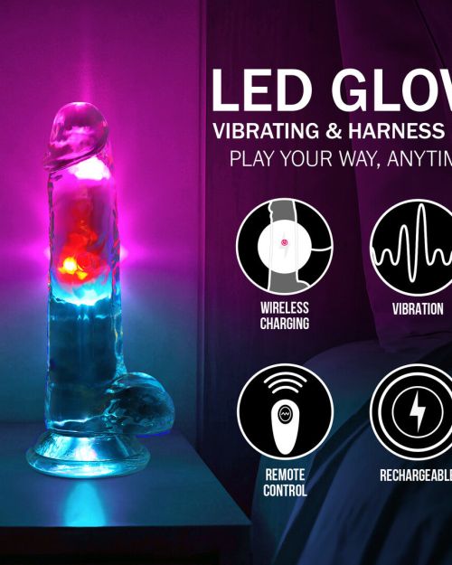 Realrock Led Glow Vibrerende Dildo Met Ballen 18 cm