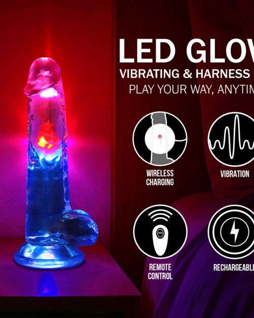 Realrock Led Glow Vibrerende Dildo Met Ballen 20 cm