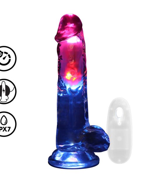 Realrock Led Glow Vibrerende Dildo Met Ballen 20 cm