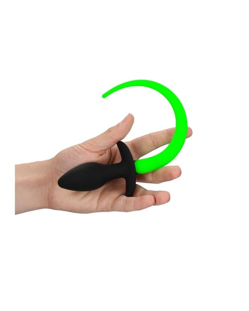 Ouch! Glow in the Dark Puppy Buttplug Met Staart 8 Cm