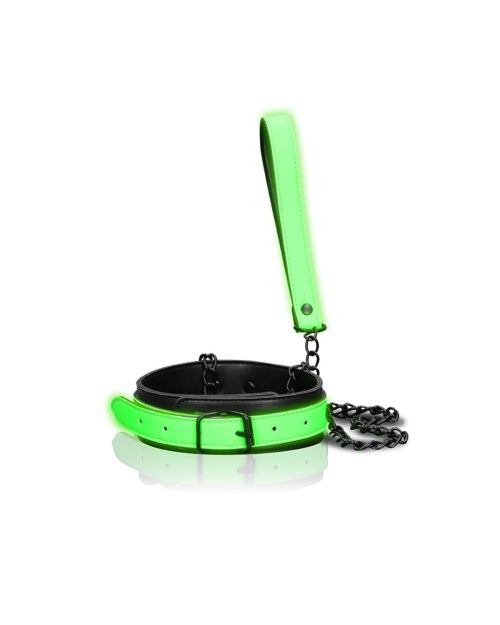 Ouch! Glow in the Dark Halsband&Riem