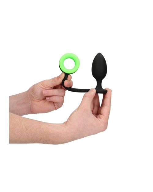 Ouch! Glow in the Dark Butt Plug Met Cockring 10 Cm